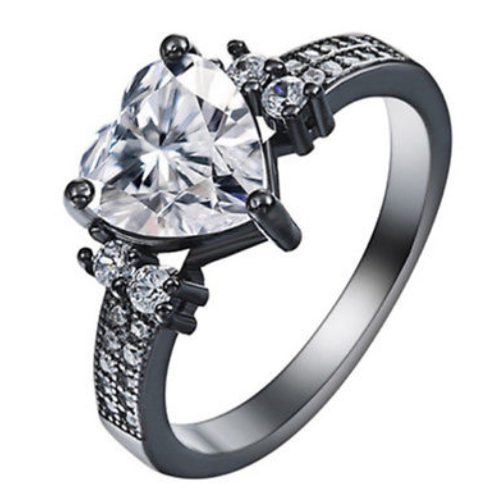 White Zarcon Heart Shapped Ring